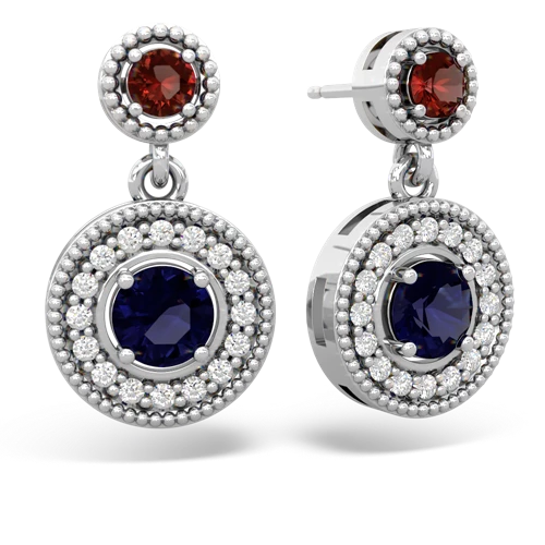 garnet-sapphire halo earrings