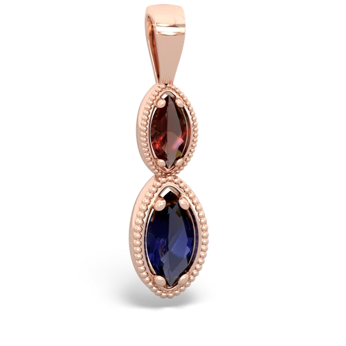 garnet-sapphire antique milgrain pendant