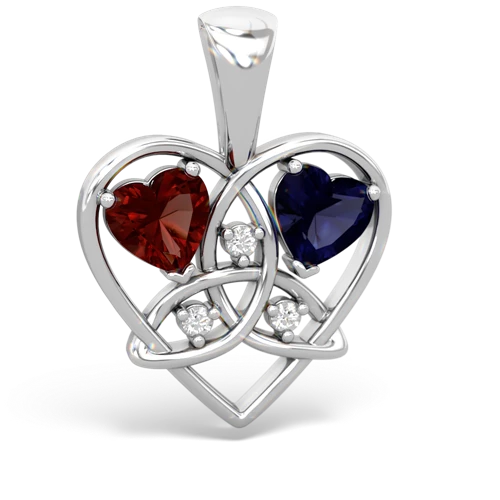 garnet-sapphire celtic heart pendant