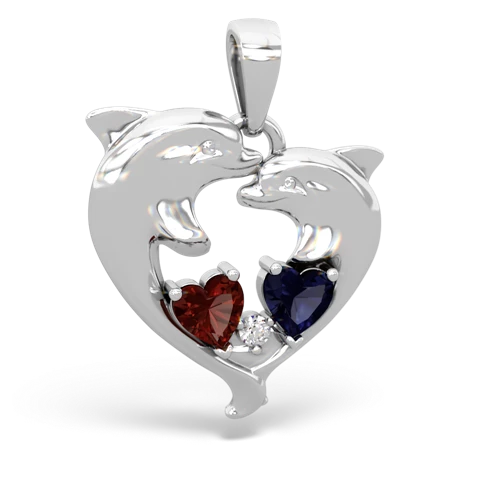 garnet-sapphire dolphins pendant