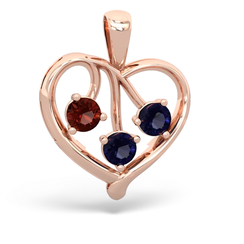 garnet-sapphire love heart pendant