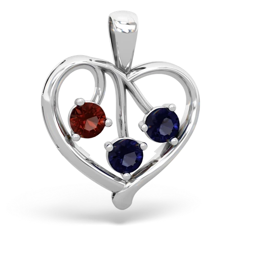 garnet-sapphire love heart pendant