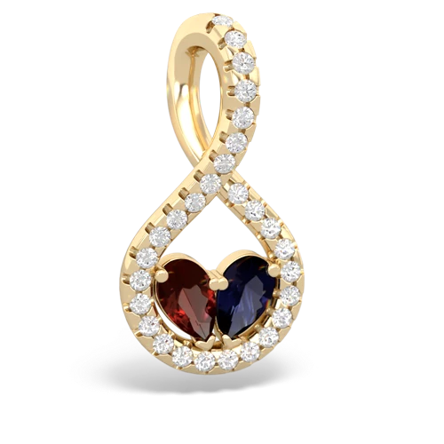 garnet-sapphire pave twist pendant