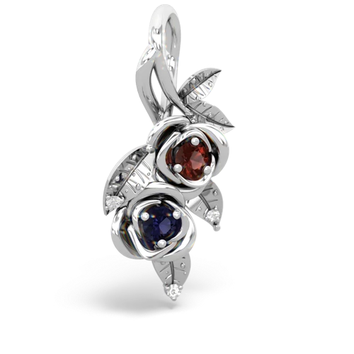 Garnet Genuine Garnet with Genuine Sapphire Rose Vine pendant Pendant