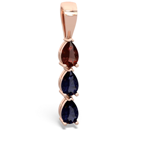 garnet-sapphire three stone pendant