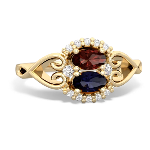 Garnet Genuine Garnet with Genuine Sapphire Love Nest ring Ring