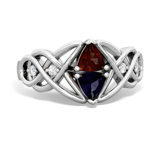 garnet-sapphire celtic knot ring