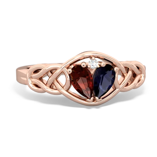 garnet-sapphire celtic knot ring