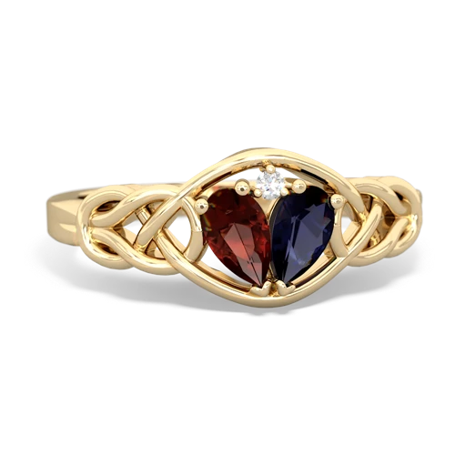 garnet-sapphire celtic knot ring