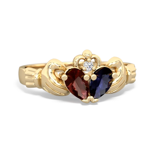 Garnet Genuine Garnet with Genuine Sapphire Claddagh ring Ring