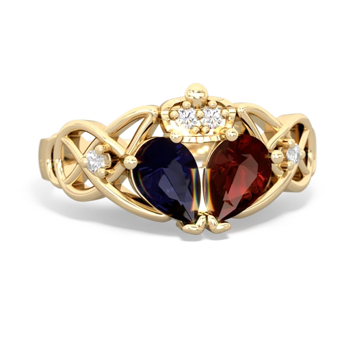 garnet-sapphire claddagh ring