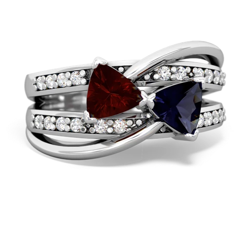 Garnet Genuine Garnet with Genuine Sapphire Bowtie ring Ring