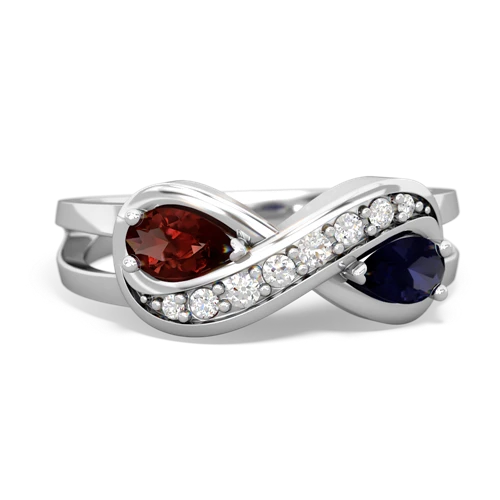 Garnet Genuine Garnet with Genuine Sapphire Diamond Infinity ring Ring
