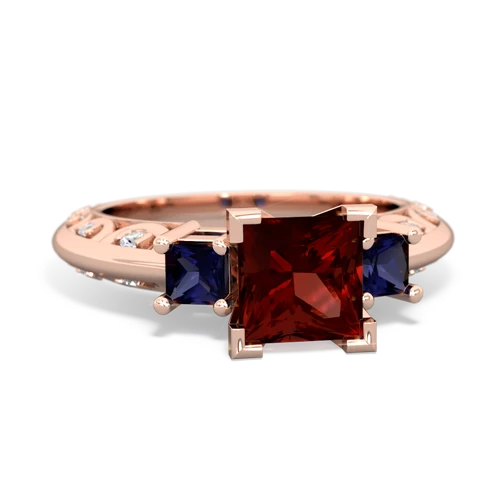 Garnet Genuine Garnet with Genuine Sapphire and  Art Deco ring Ring
