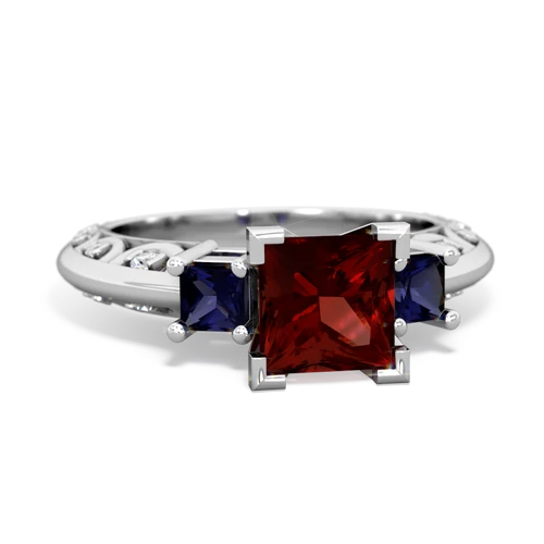 Garnet Genuine Garnet with Genuine Sapphire and Genuine Smoky Quartz Art Deco ring Ring