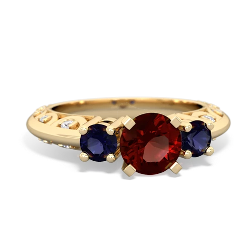 Garnet Genuine Garnet with Genuine Sapphire Art Deco ring Ring