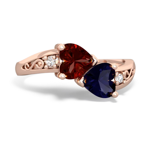 garnet-sapphire filligree ring