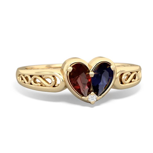 garnet-sapphire filligree ring