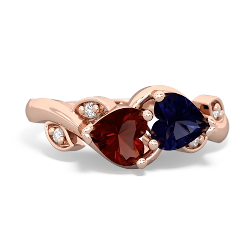Garnet Genuine Garnet with Genuine Sapphire Floral Elegance ring Ring