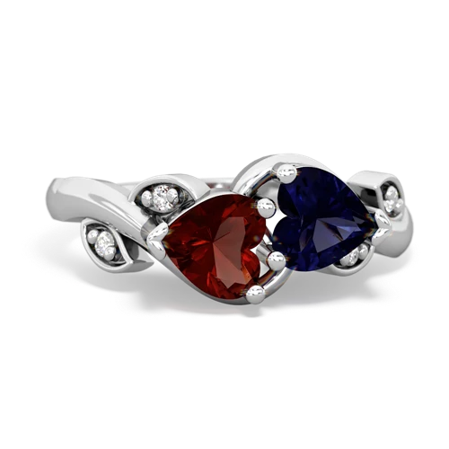 garnet-sapphire floral keepsake ring