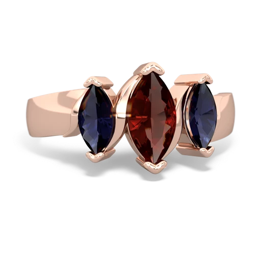 Garnet Genuine Garnet with Genuine Sapphire and  Three Peeks ring Ring