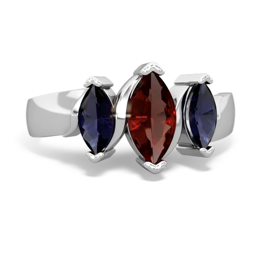 Garnet Genuine Garnet with Genuine Sapphire and Genuine Smoky Quartz Three Peeks ring Ring
