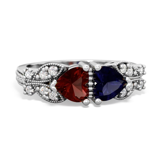 Garnet Genuine Garnet with Genuine Sapphire Diamond Butterflies ring Ring