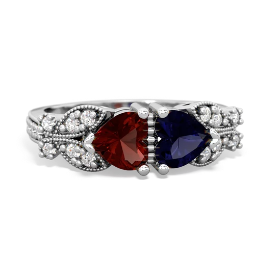 garnet-sapphire keepsake butterfly ring