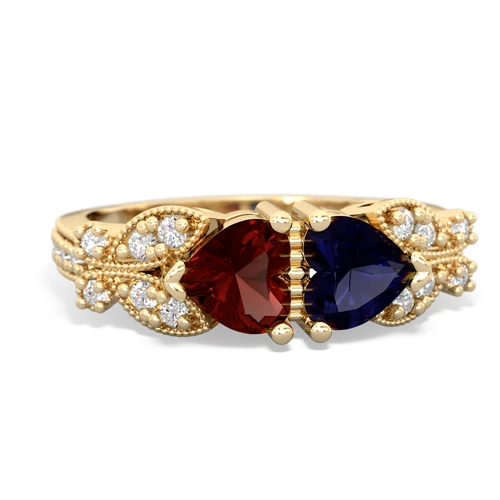 garnet-sapphire keepsake butterfly ring