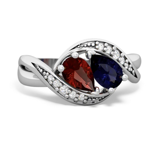 garnet-sapphire keepsake curls ring