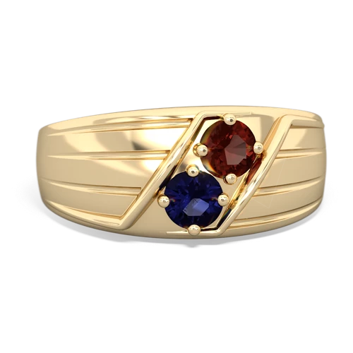 Garnet Genuine Garnet with Genuine Sapphire Art Deco Men's ring Ring