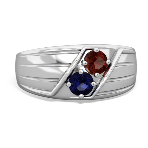 garnet-sapphire mens ring