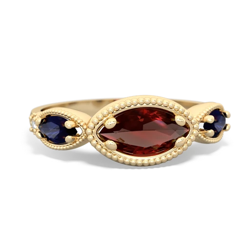 Garnet Genuine Garnet with Genuine Sapphire and  Antique Style Keepsake ring Ring