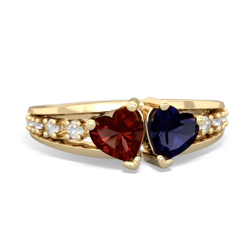 Garnet Genuine Garnet with Genuine Sapphire Heart to Heart ring Ring