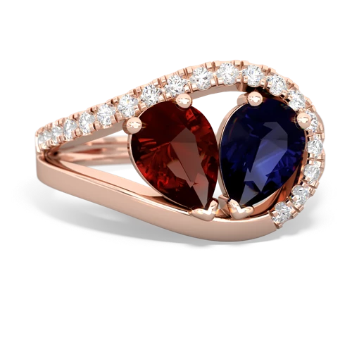 Garnet Genuine Garnet with Genuine Sapphire Nestled Heart Keepsake ring Ring