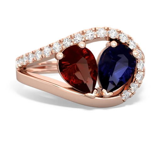 garnet-sapphire pave heart ring