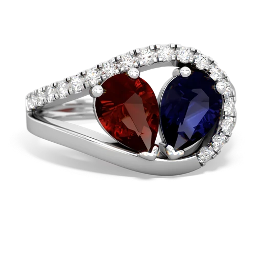 garnet-sapphire pave heart ring