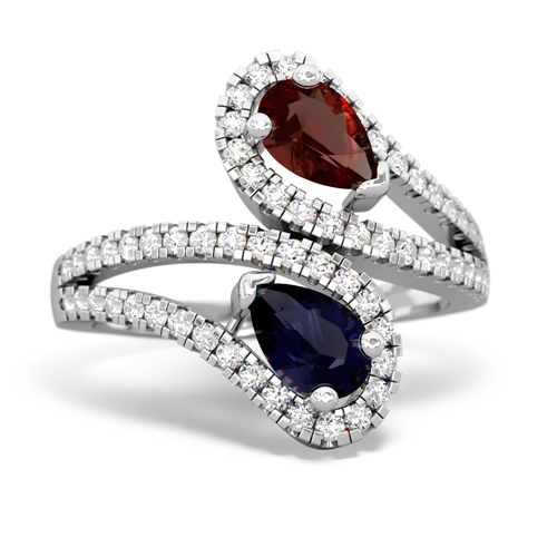 garnet-sapphire pave swirls ring