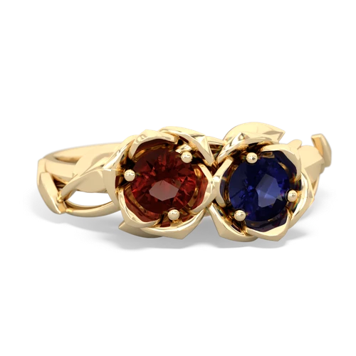Garnet Genuine Garnet with Genuine Sapphire Rose Garden ring Ring