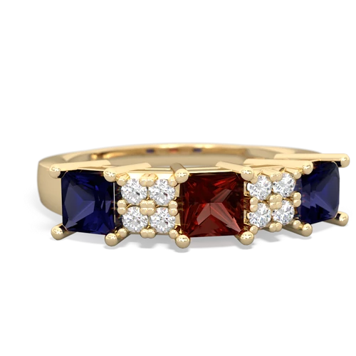 Garnet Genuine Garnet with Genuine Sapphire and  Three Stone ring Ring