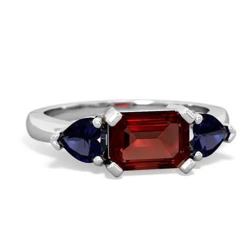 Garnet Genuine Garnet with Genuine Sapphire and Genuine Smoky Quartz Three Stone ring Ring