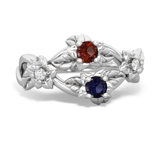 Garnet Genuine Garnet with Genuine Sapphire Sparkling Bouquet ring Ring