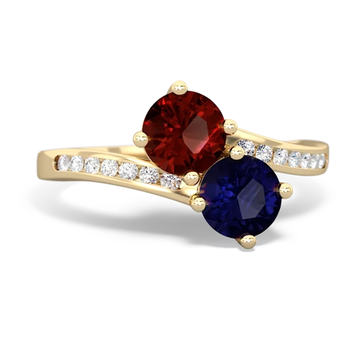 Garnet Genuine Garnet with Genuine Sapphire Keepsake Two Stone ring Ring