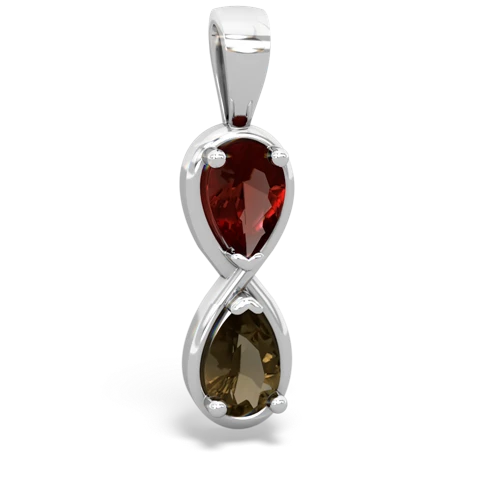 garnet-smoky quartz infinity pendant