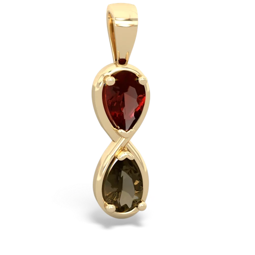 garnet-smoky quartz infinity pendant