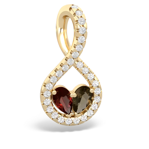 garnet-smoky quartz pave twist pendant