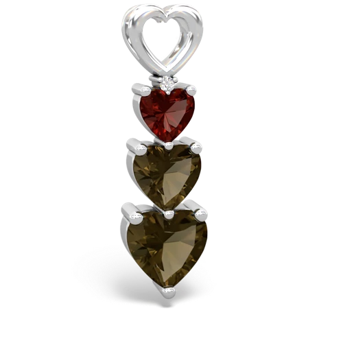 garnet-smoky quartz three stone pendant