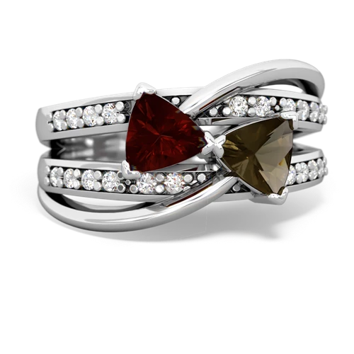 garnet-smoky quartz couture ring