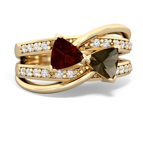 garnet-smoky quartz couture ring