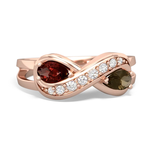 garnet-smoky quartz diamond infinity ring